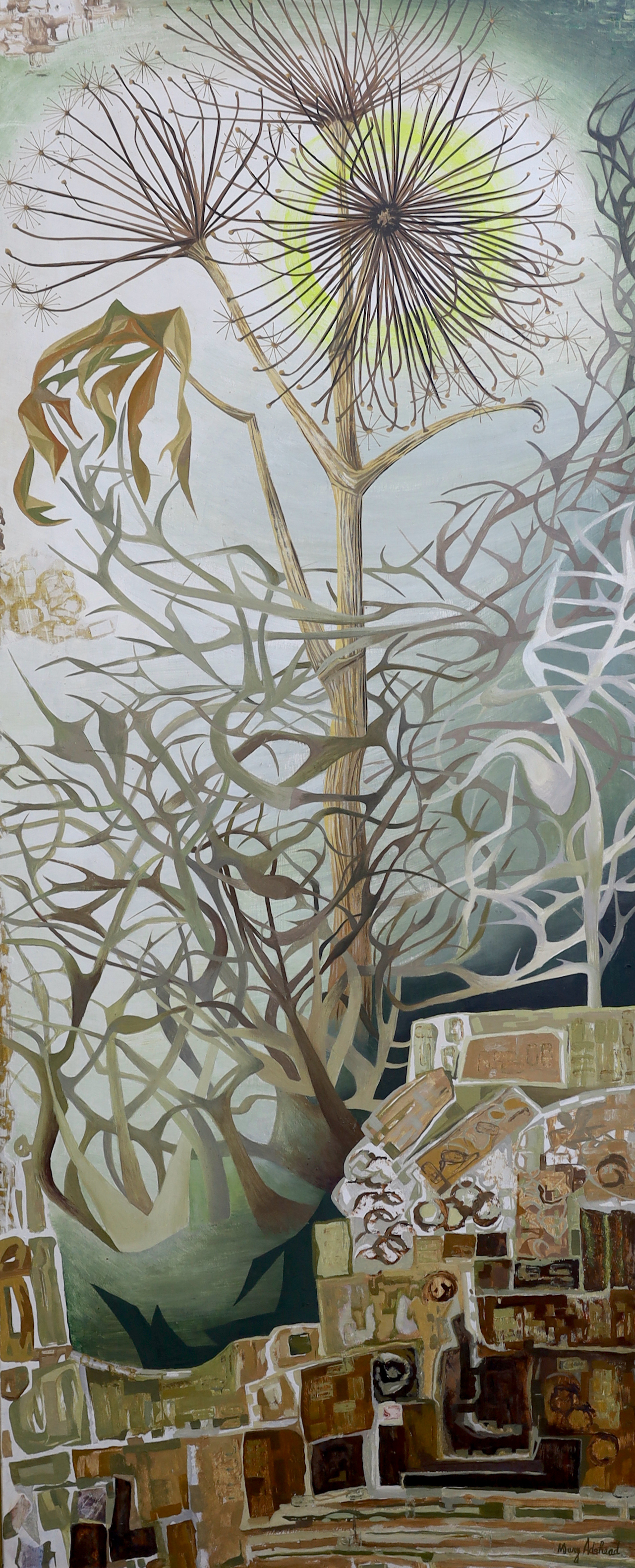 Mary Adshead (English, 1904-1997), 'Out of the Thicket', oil on board, 180 x 76cm